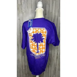 Hanes NWT Clemson Tigers Women's Large‎ Purple Paw Palm Tree "Clemson Girl" T-Shirt thumbnail 5