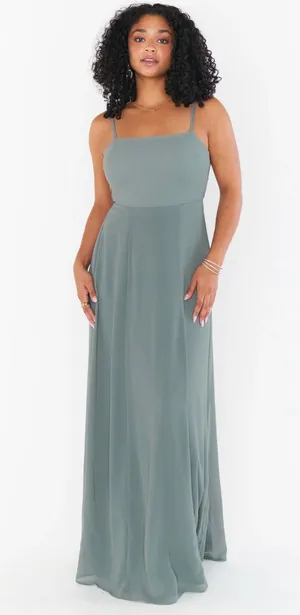 Show Me Your Mumu Lauren Tie Maxi Dress in Deep Sage Chiffon $148 NWT XXL thumbnail 1