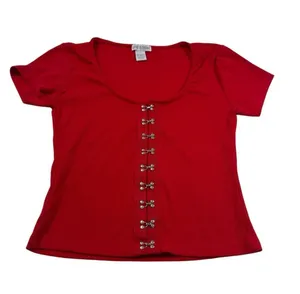 Vintage Y2K 90s Love Streak Red Crop Top Corset thumbnail 1