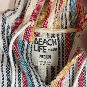 Beach Life by Ladra Woven pullover hoodie. Size M. Unisex. Poncho. Cotton thumbnail 4