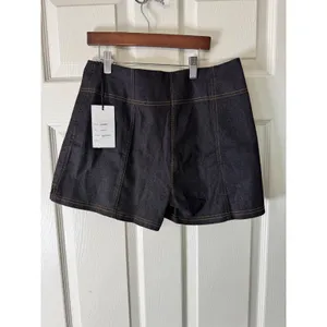 Unique Vintage Denim Shorts High Waist Stretch Black‎ w/ Pockets Size L thumbnail 14