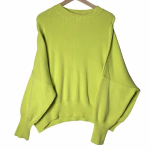 Free People Easy Street Ribbed Knit Tunic Sweater Top Womens size S Citron Green thumbnail 1