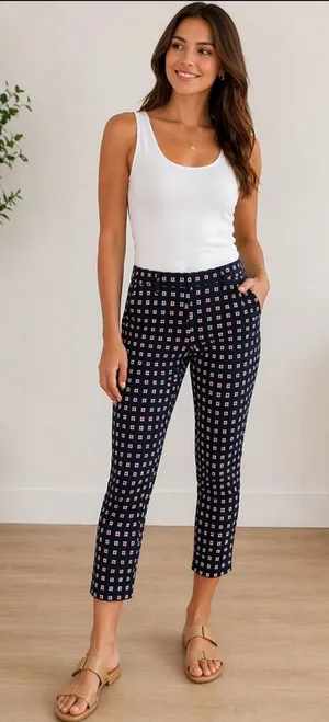 GAP Navy Geo Print Cropped Pants thumbnail 1