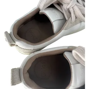 Chloé‎ Lauren Leather Suede Platform Sneakers White Beige 37 thumbnail 14