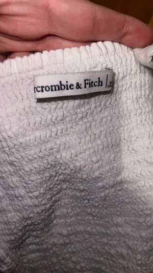 Abercrombie & Fitch Smocked Back Crop Top Adjustable Straps Linen Y2K Medium thumbnail 3