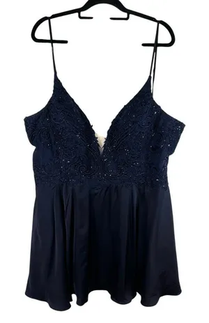 Alyce Paris strapless glitter cocktail dress Blue Plus Size 22 Evening Romantic‎ thumbnail 1