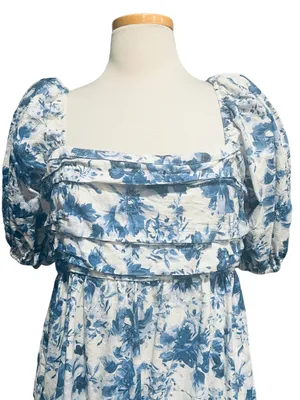 Abercrombie & Fitch Emerson Poplin Puff Sleeve Mini Dress S Blue/White Size XL thumbnail 5