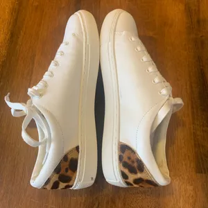 J. Crew Women's Saturday Sneaker 8 White Sneakers with Leopard Detail thumbnail 7