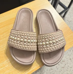 Jimmy Choo Fitz Ballet Pink Pearl Slides, size 4 women thumbnail 1