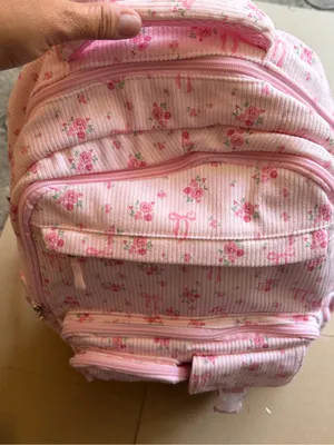 Pink Floral Women's Backpack - Charming Rose Print corduroy thumbnail 4