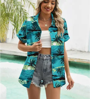Summer Hawaiian Shirts Floral Short Sleeve Button Down Shirts thumbnail 3
