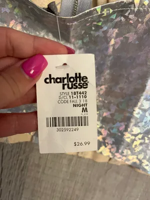 Charlotte Russe Silver Holographic Strapless Top thumbnail 3