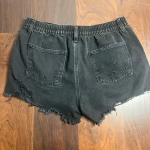 Aerie black denim distressed shorts size medium thumbnail 9