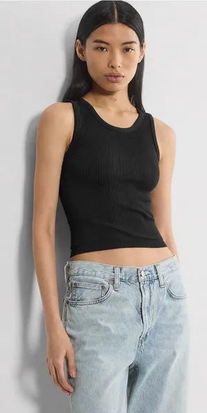 Aritzia Sun-deh Black Ribbed Seamless Tank thumbnail 1