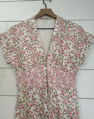 ALICE + OLIVIA Keela Floral Print Smocked Button-Front Dress thumbnail 6