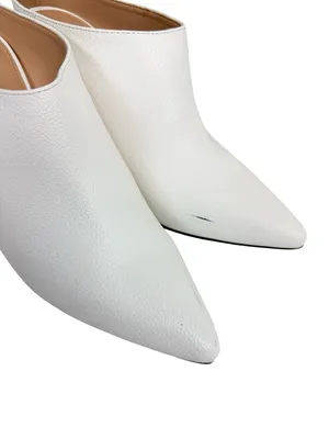 Who What Wear White Pebbled Vegan Leather Point Toe Heeled Mule Silver Size 9 thumbnail 5