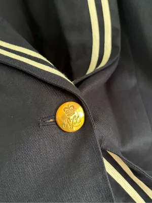 Lauren Ralph Lauren Linen Navy White Stripe Blazer Jacket Size 14 Petite thumbnail 3