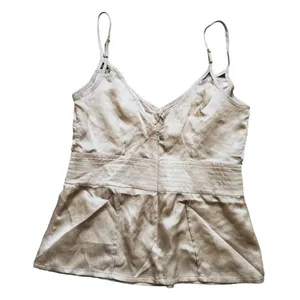 VTG Anthropologie Y2K Silk Tank Top Women 6 Tracy Reese Pink Zip Cami Peplum thumbnail 2