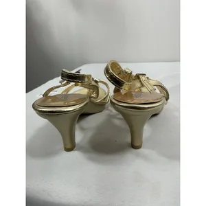 Womans New Delicacy Slingback Open Toe Dressy Sandals 9 Gold thumbnail 4