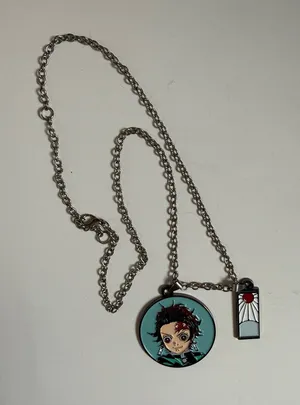 Demon Slayer Tanjiro Kamado Circle Charm Necklace. Never Worn thumbnail 1