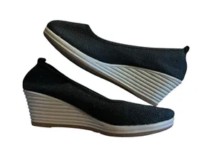 Black Closed Toe Canvas Wedges Shoes Sz 41, US 10 Espadrille Jute Heel thumbnail 1