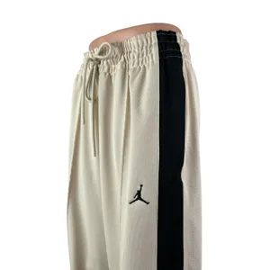 Jordan Womens Beige Black Wide Leg High Rise Workout Athletic Track Pants Size M thumbnail 3