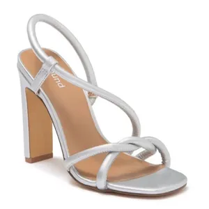 Abound Rosalie Silver Metallic‎ Strappy Block Heel Sandals Square Toe Size 8M thumbnail 1