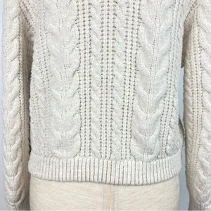 ZARA Cable Knit V-Neck Pullover Sweater with Collar thumbnail 8