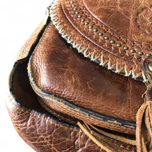 Patricia Nash Camila Hobo Bag Distressed Leather Saddle Messenger Purse Tassel Brown Cognac #boho #western #cottagecore #festival #vintage Measurement in pics thumbnail 8