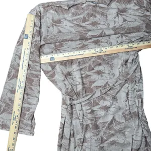 Zara Midi Dress Sz Large Long Mock Neck Party Career Belt Neutral Floral Stretch thumbnail 11