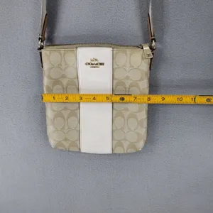 Coach North South Rowan File Bag‎ Women Khaki White Signature Canvas Crossbody thumbnail 8