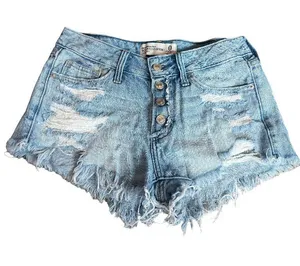 Abercrombie & Fitch Boyfriend Shorts Low Rise Light Wash Denim Button Fly Size 0 thumbnail 1
