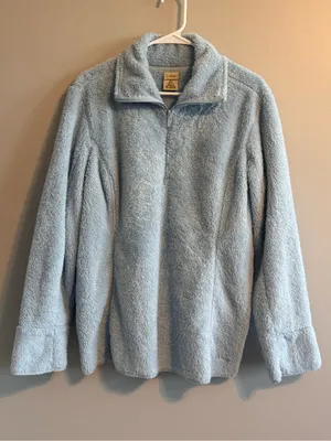 L.L.Bean XL Blue Sherpa Fleece Pullover Quarter Zip Cozy Soft‎ Jacket thumbnail 1