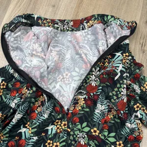 Zara Basic NWT XS‎ Floral Mini Dress Mock Neck Bell Sleeve Back Zip Viscose thumbnail 2