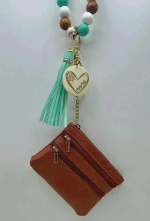 Carmella Brown Wristlet Wallet with Mom Keychain tassel thumbnail 3