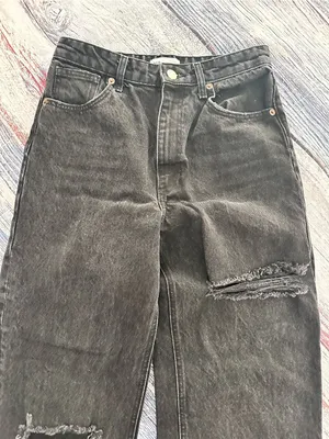 Zara Black Wide-Leg Distressed Jeans thumbnail 4