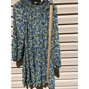 MANGO MNG Tapestry Long‎ Sleeve Mini Dress Floral Flowers Blue Yellow Size 2 thumbnail 4