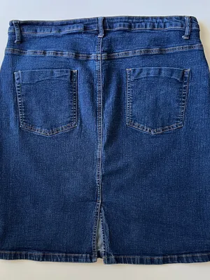 Hybrid & Company Plus Size 22 Stretch Denim Pencil Mini Skirt Dark Wash thumbnail 4
