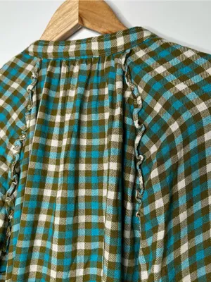 Pilcro Anthropologie Camisa Breezy Ruffle Button Down Shirt Size Large thumbnail 8