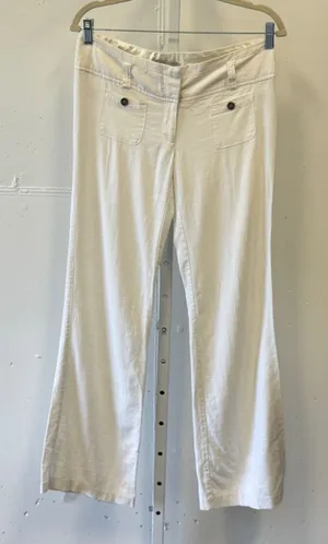 Y2K Inspired Charlotte Russe White Linen Blend Wide Leg Trousers Pants Size 6 thumbnail 1