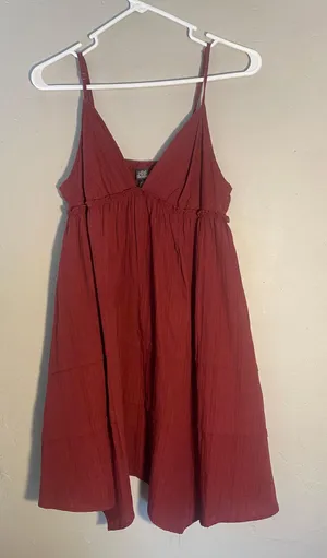 Target Wine Red Flowy Midi Dress thumbnail 1