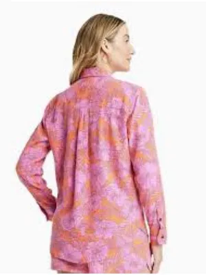 Universal Thread Orange & Pink Floral LS Relaxed Fit Button Up Shirt Women’s XXL thumbnail 2