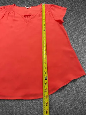 Mine Women’s Coral Orange Short Sleeve Blouse Size Large thumbnail 7
