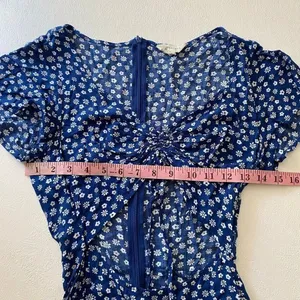 LA Hearts Blue Floral Cutout Mini Dress XS Tie Front Cottagecore Y2K thumbnail 5