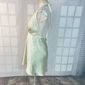 ZARA light mint green satin halter mini dress size large thumbnail 8
