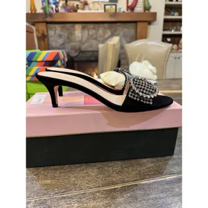 Kate Spade‎ New York Seville dress sandals in black Suede Size 9 Rhinestones thumbnail 2