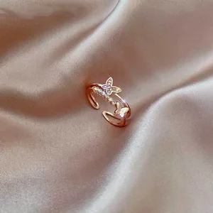 14K Rose Gold Plated Adjustable Butterfly Ring for Women thumbnail 4