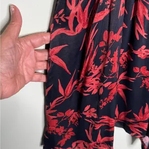 Anthropologie Somerset Black Rust Floral Satin Romper V Neck XLP thumbnail 6