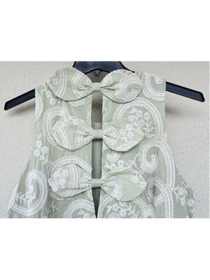 Tuckernuck Celadon Scroll Embroidered Bows Portia Dress Date Night Resort Beach thumbnail 9