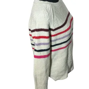 Marine Layer Cream‎ Multi Stripe Sweater Delaney Raglan Preppy Chucky Size Large thumbnail 2